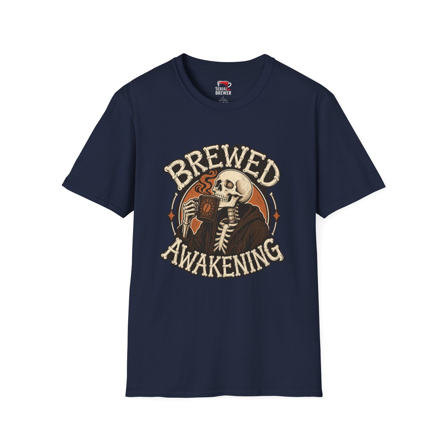 Brewed Awakening T-Shirt — Skull Coffee Vintage Graphic Tee