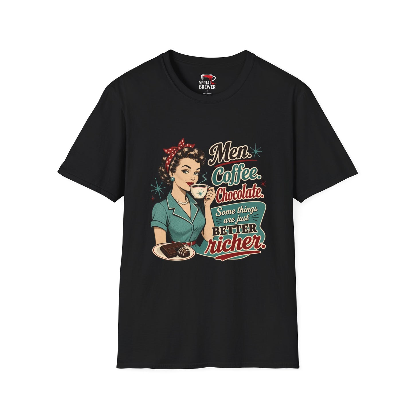 T-Shirt — Men, Coffee, Chocolate Retro Vintage Graphic Tee