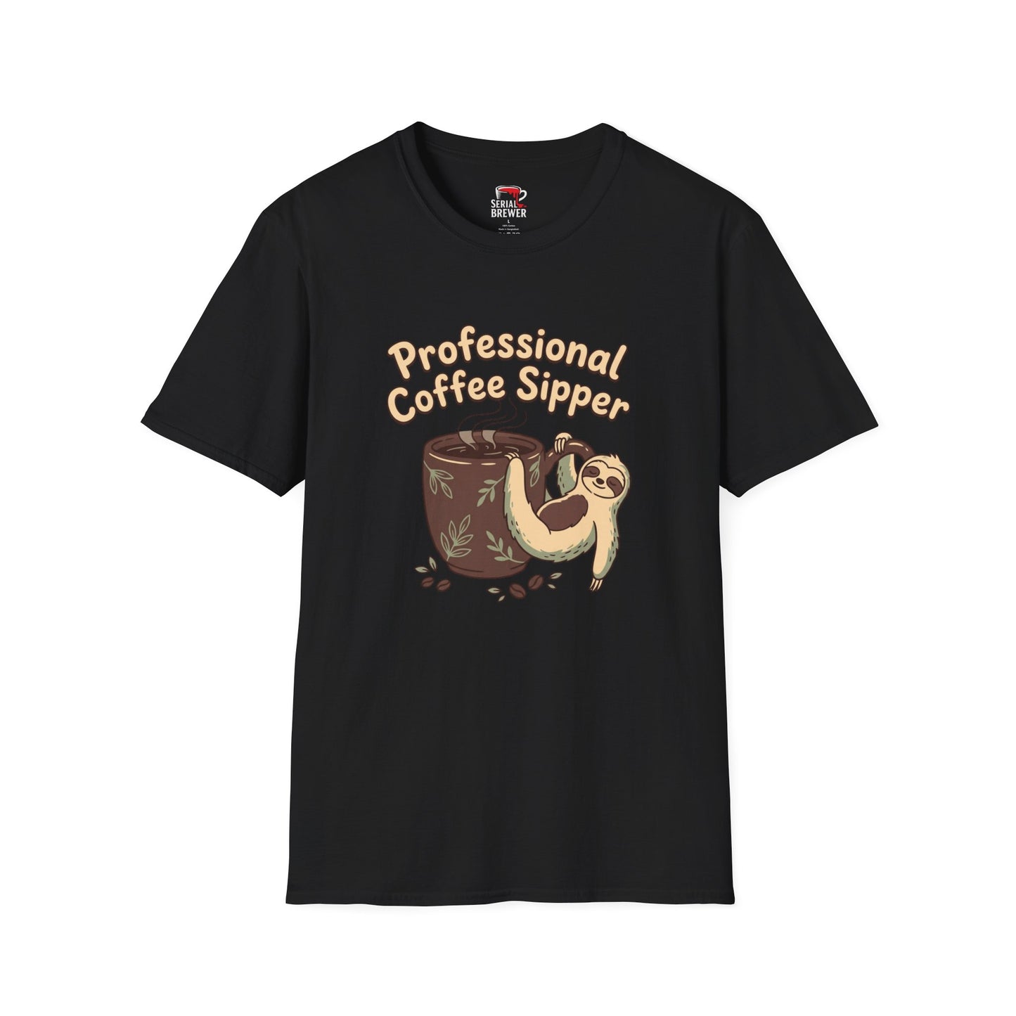 Professional Coffee Sipper T-Shirt — Cute Sloth Coffee Lover Tee