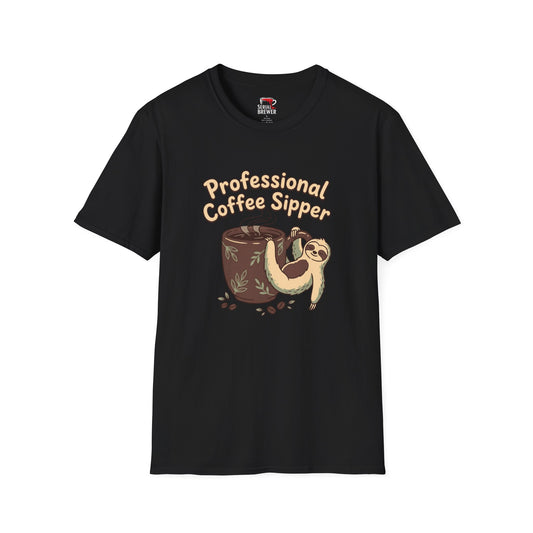 Professional Coffee Sipper T-Shirt — Cute Sloth Coffee Lover Tee