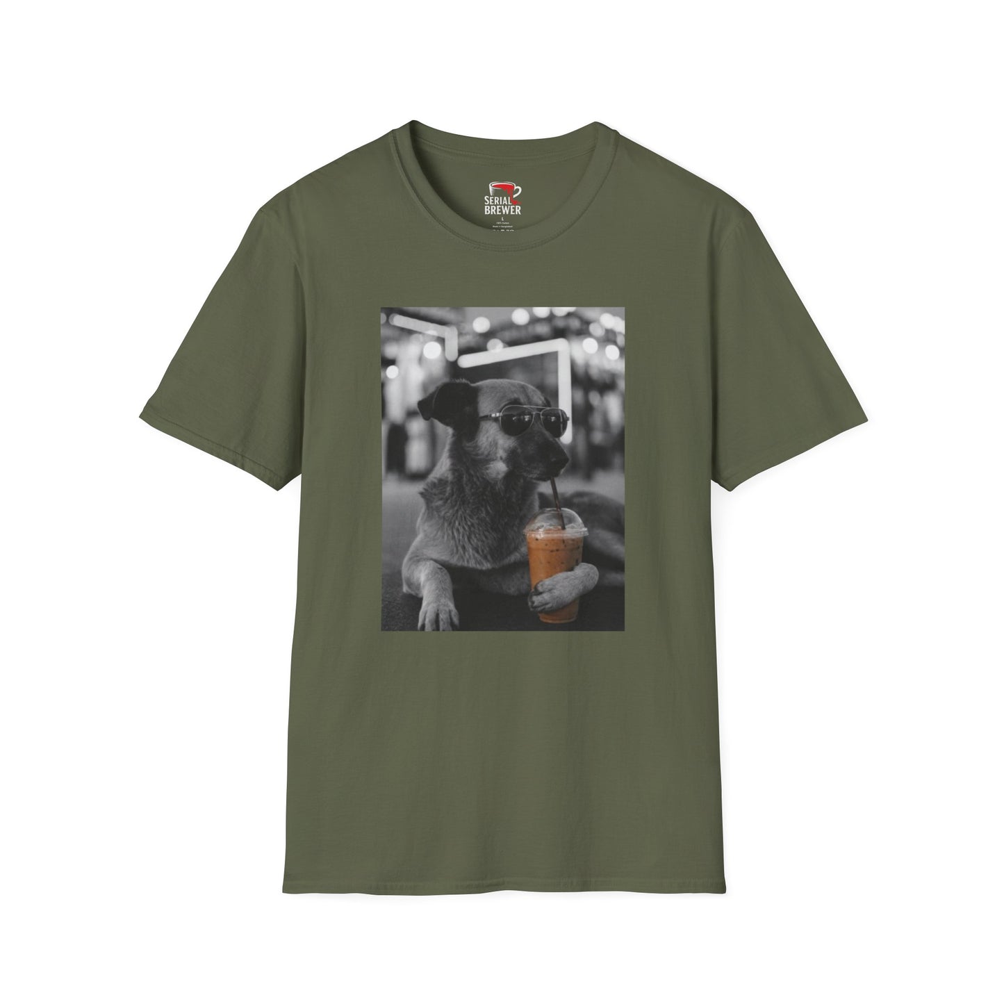 Black Tee — Retro Cool Dog Photo T-Shirt