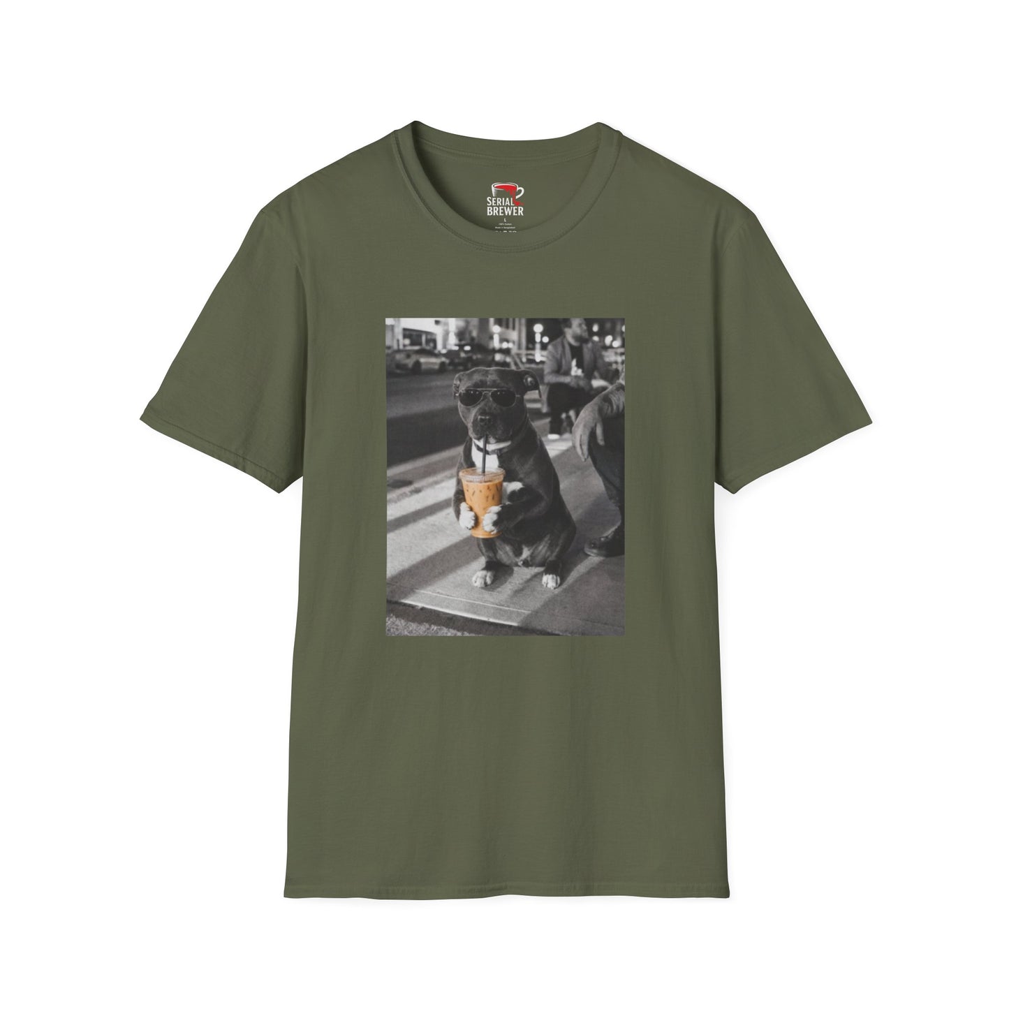 Black Tee — Retro Cool Dog Photo T-Shirt