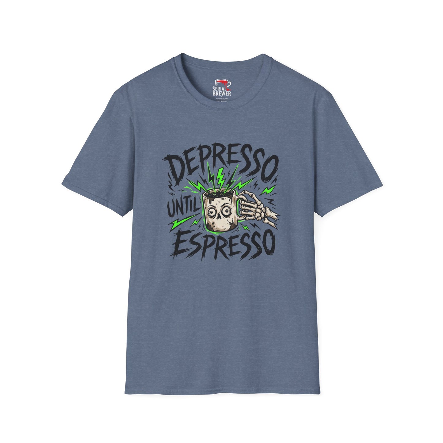 Depresso Until Espresso T-Shirt — Funny Coffee Lover Tee