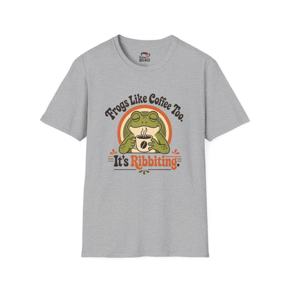 Frogs Like Coffee Too T-Shirt — It’s Ribbiting Retro Frog Coffee Tee