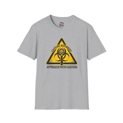 Caffeine Dependent T-Shirt — Biohazard Coffee Warning Tee