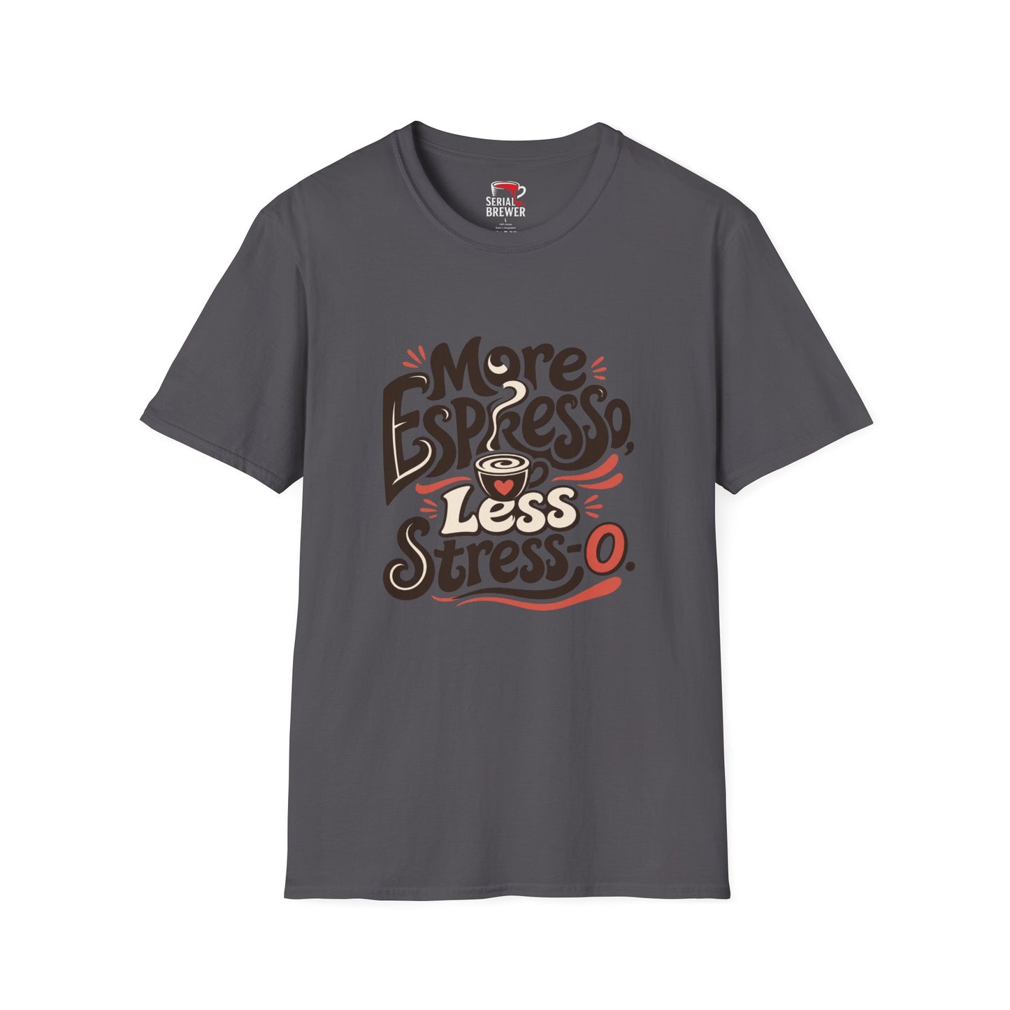 Coffee T-Shirt — “More Espresso, Less Stress” Graphic Tee