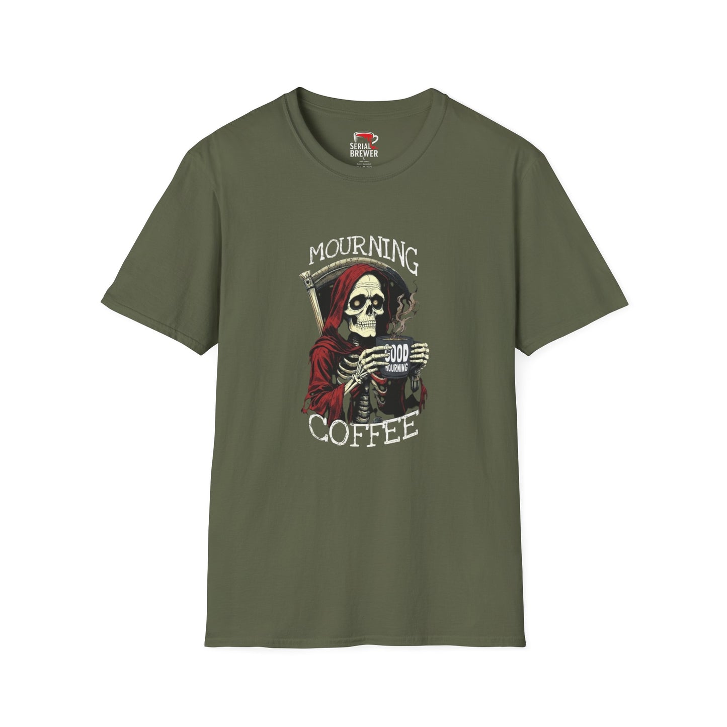Mourning Coffee T-Shirt — Grim Reaper Skull Coffee Tee