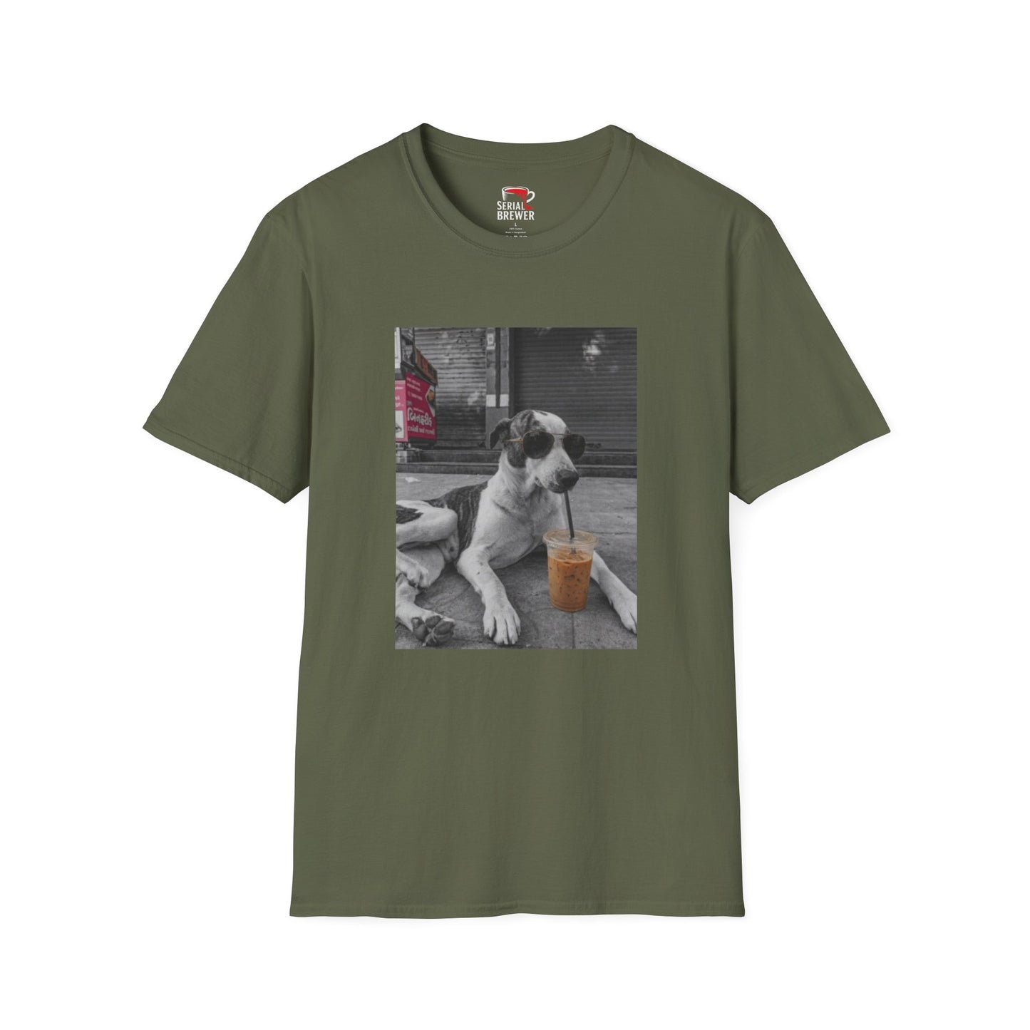 Black Tee — Retro Cool Dog Photo T-Shirt