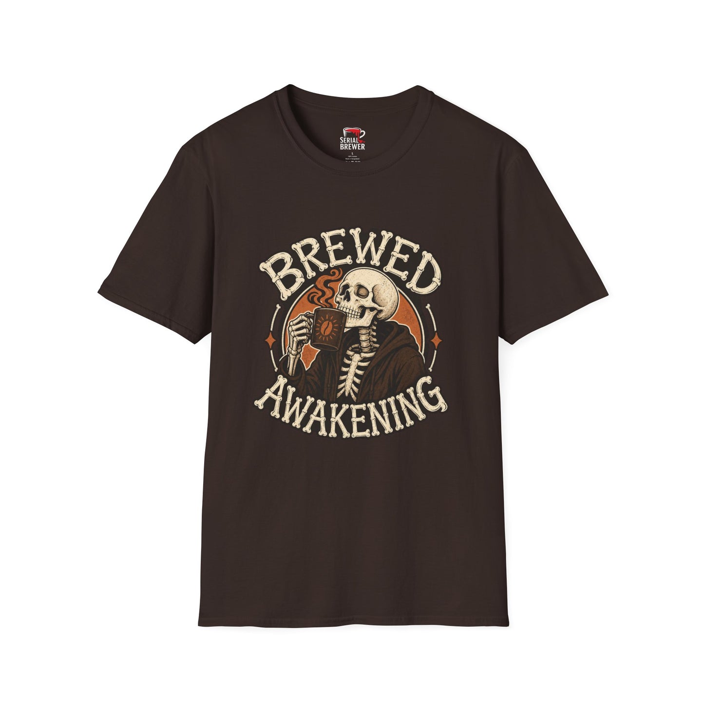 Brewed Awakening T-Shirt — Skull Coffee Vintage Graphic Tee
