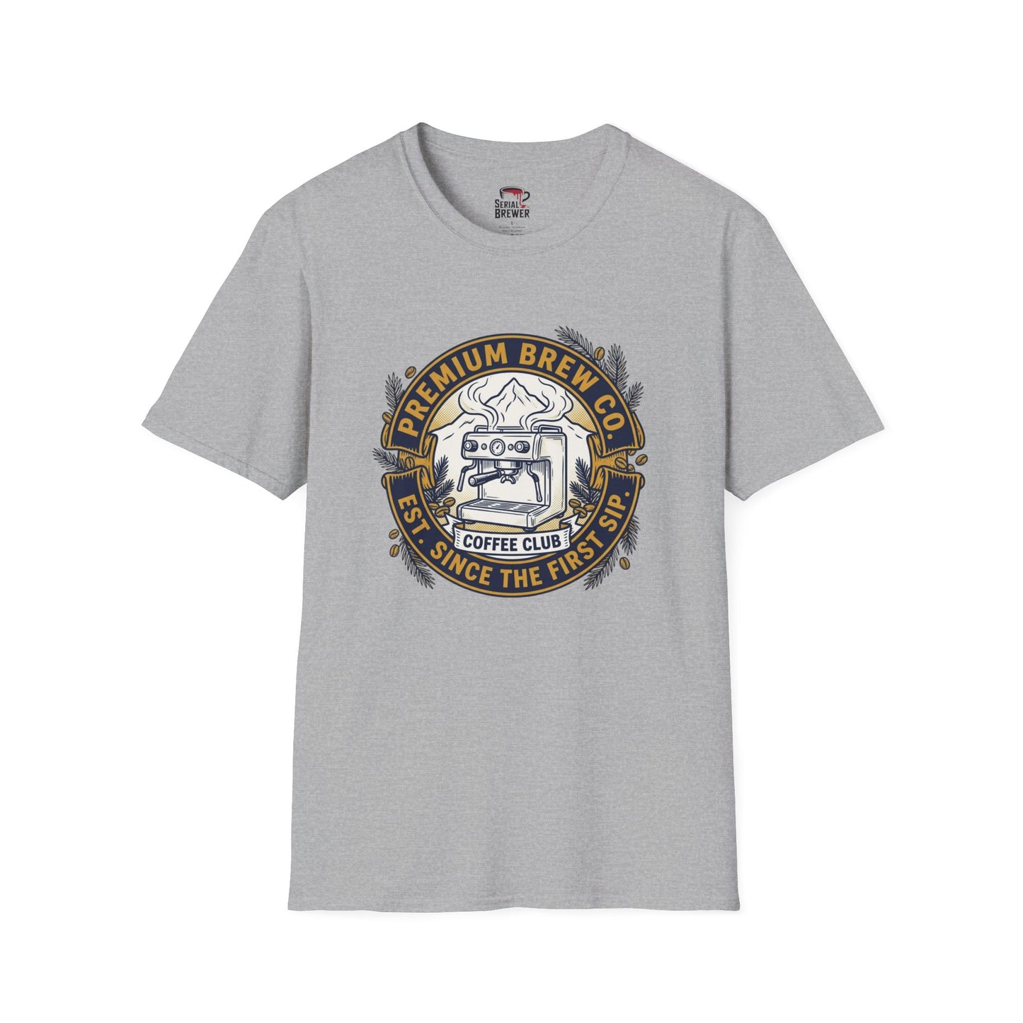Coffee Club T-Shirt — Premium Brew Co. Espresso Machine Graphic