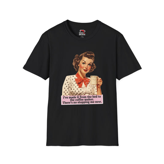 Retro Housewife T-Shirt – "I’ve Made It From the Bell of the Coffee Maker" Vintage Coffee Tee