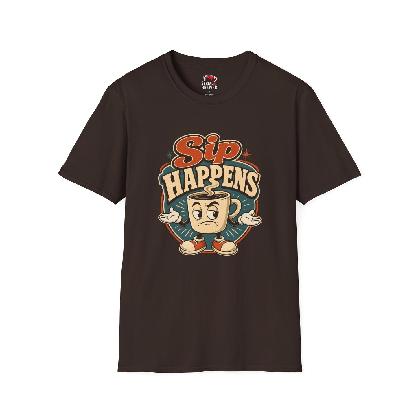Sip Happens Coffee T-Shirt — Retro Vintage Coffee Mug Tee