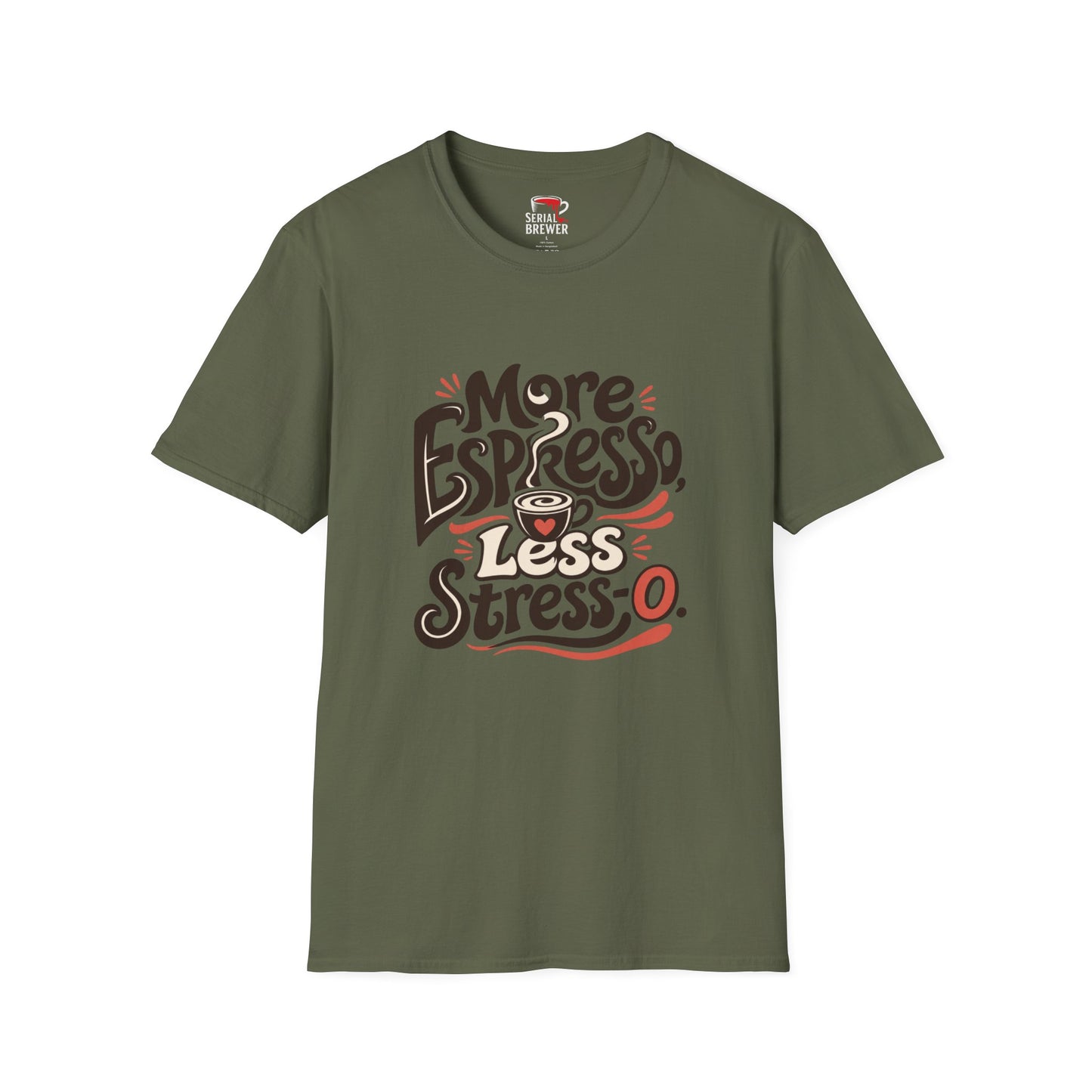 Coffee T-Shirt — “More Espresso, Less Stress” Graphic Tee