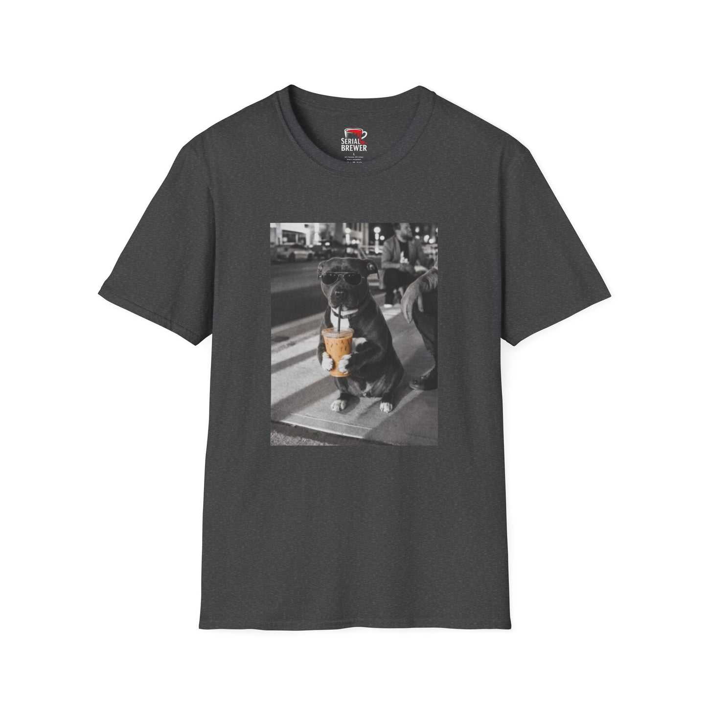 Black Tee — Retro Cool Dog Photo T-Shirt