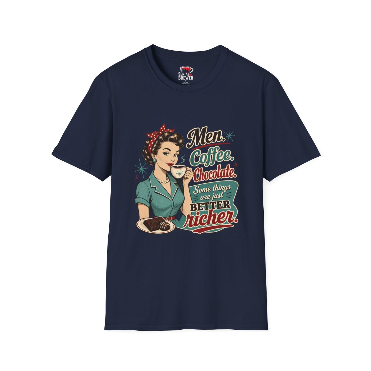 T-Shirt — Men, Coffee, Chocolate Retro Vintage Graphic Tee