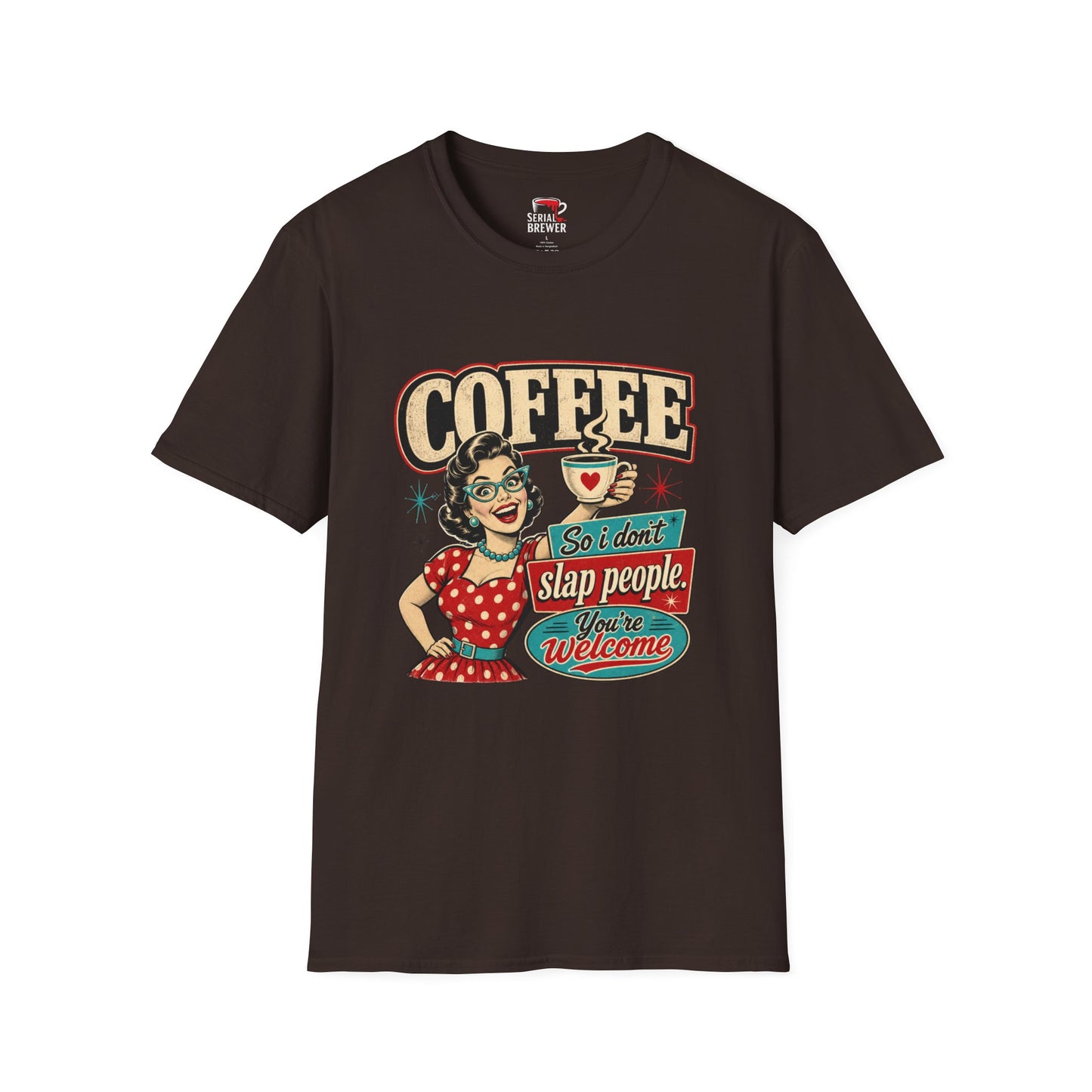 Coffee T-Shirt — Retro 'Coffee So I Don't Slap People' Vintage Pin-Up Tee