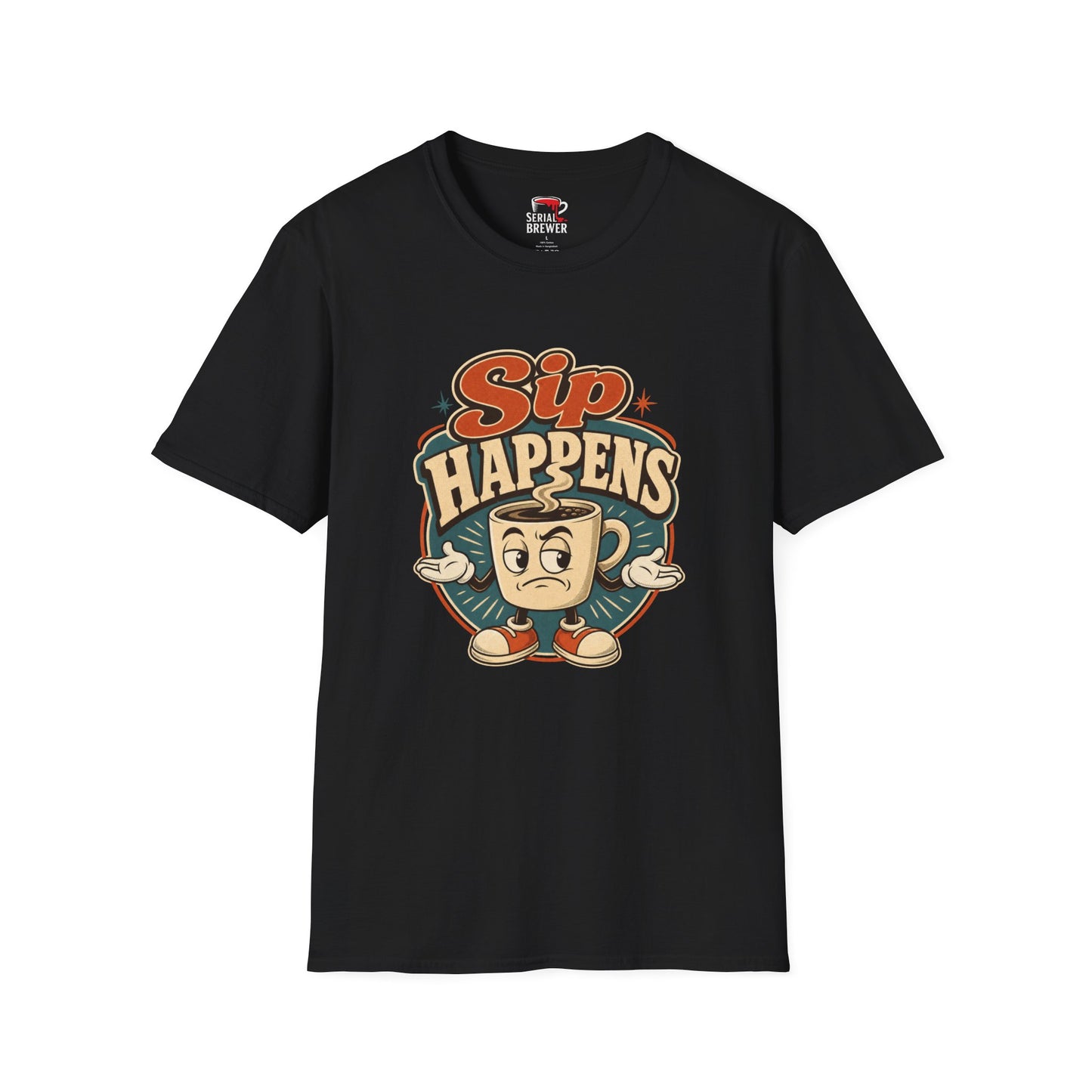 Sip Happens Coffee T-Shirt — Retro Vintage Coffee Mug Tee