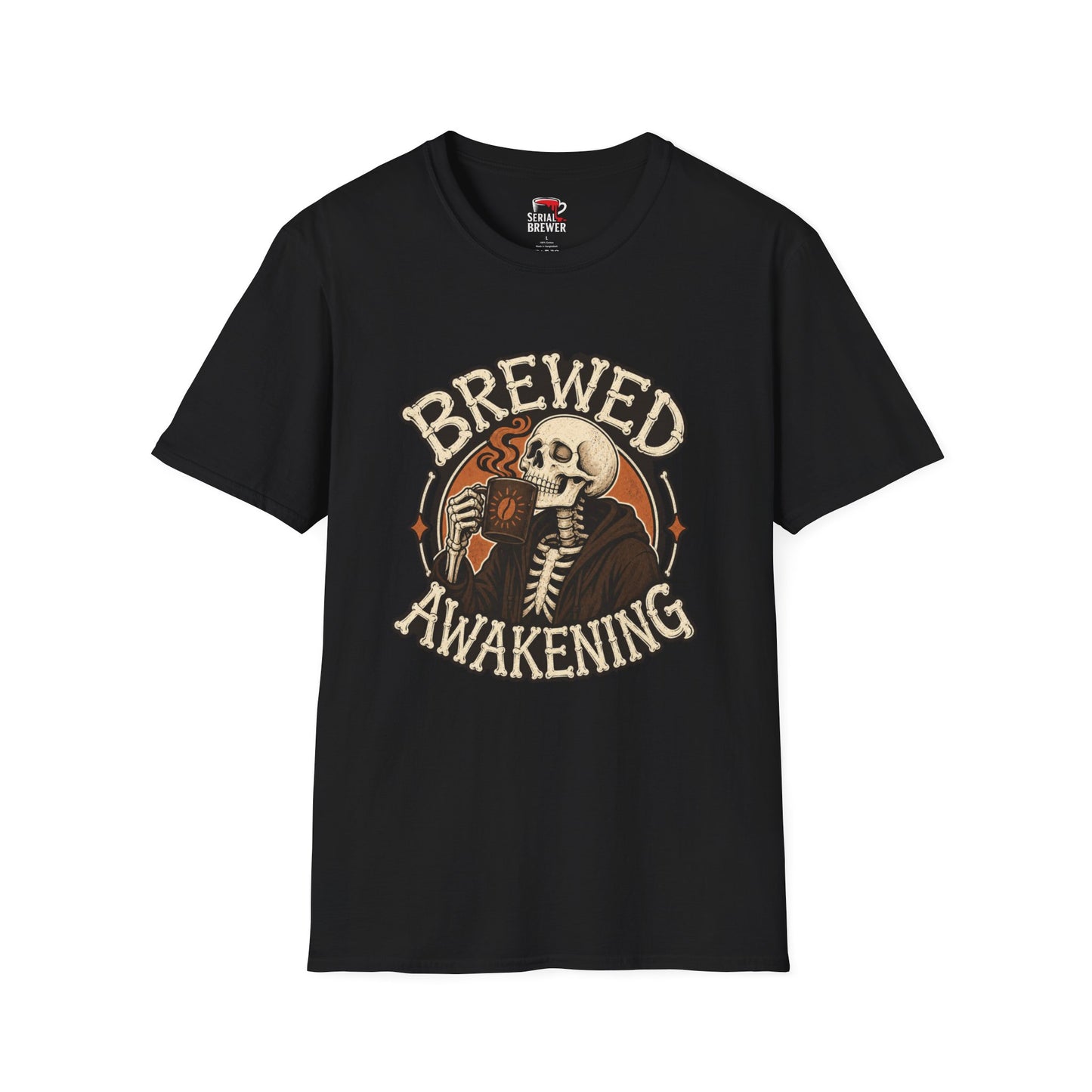 Brewed Awakening T-Shirt — Skull Coffee Vintage Graphic Tee