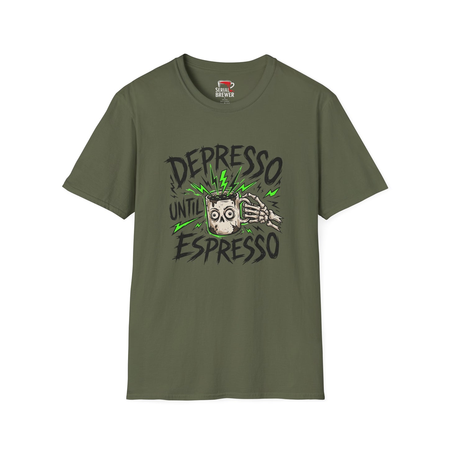 Depresso Until Espresso T-Shirt — Funny Coffee Lover Tee