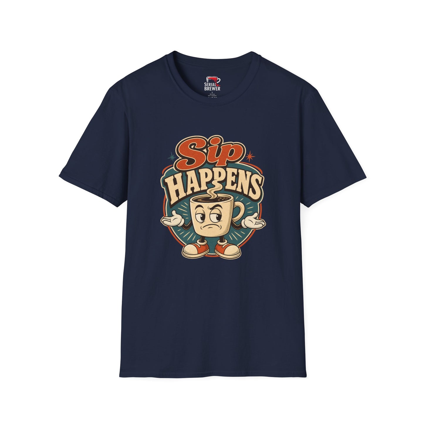 Sip Happens Coffee T-Shirt — Retro Vintage Coffee Mug Tee