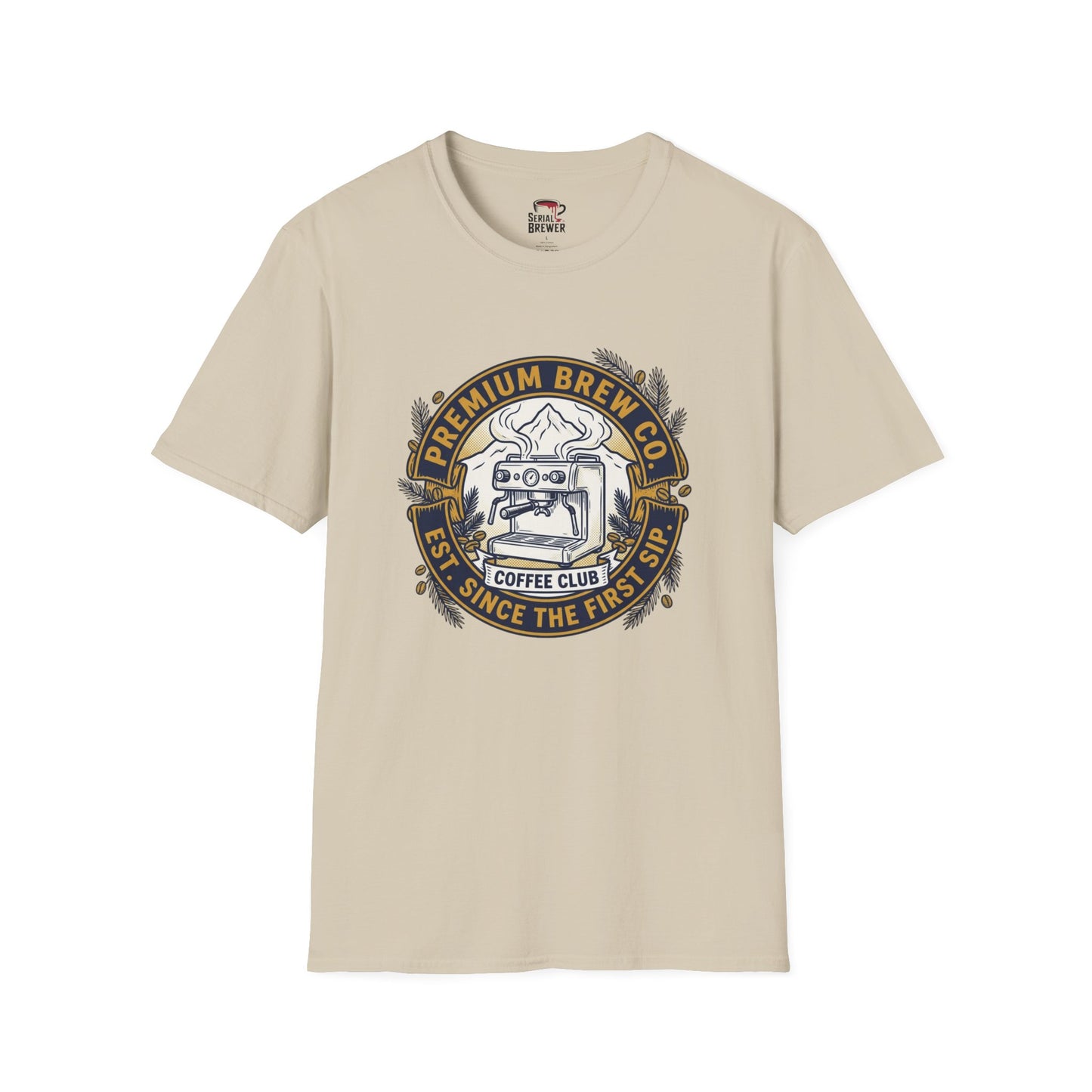 Coffee Club T-Shirt — Premium Brew Co. Espresso Machine Graphic