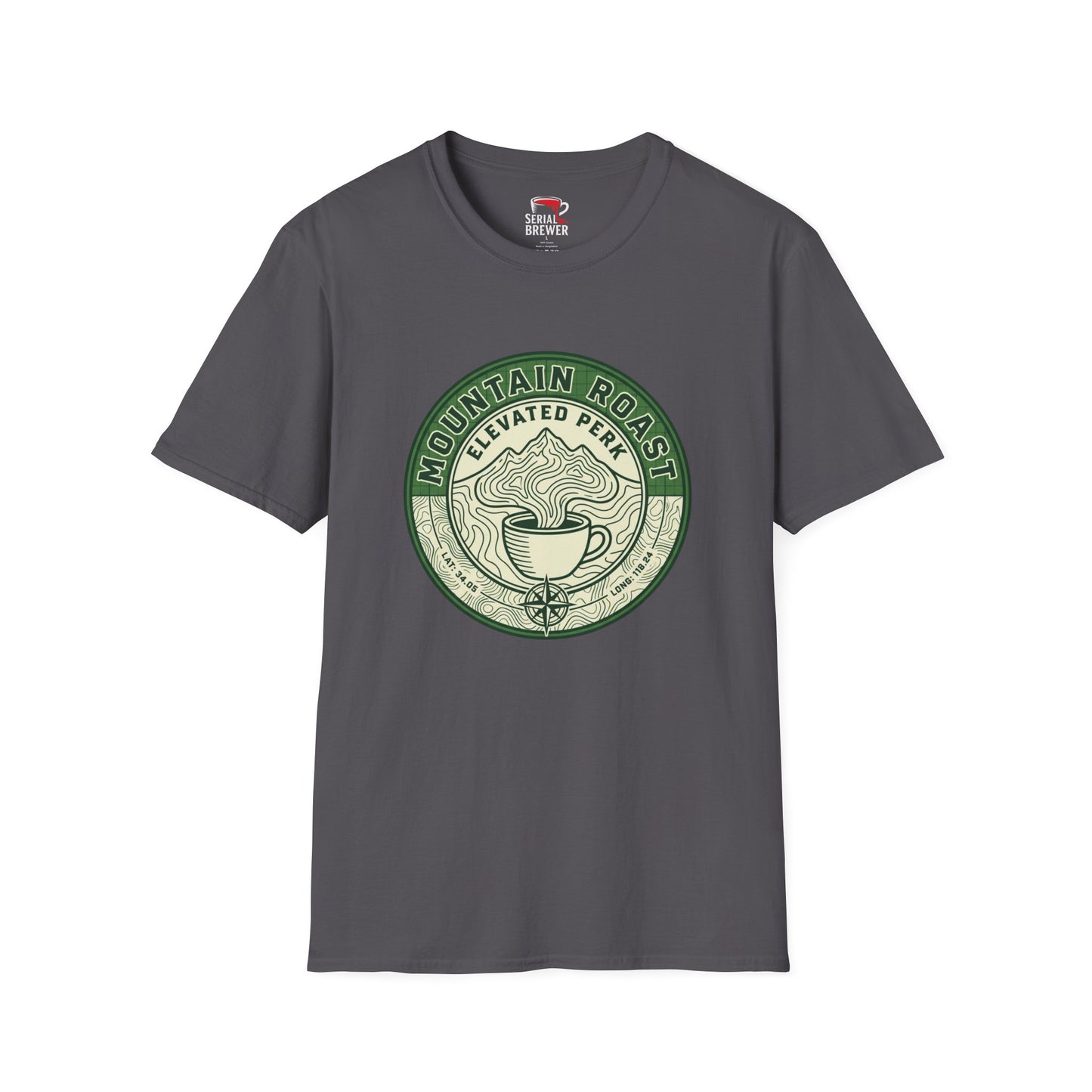 Mountain Roast Coffee T-Shirt — "Elevated Perk" Vintage Coffee Tee