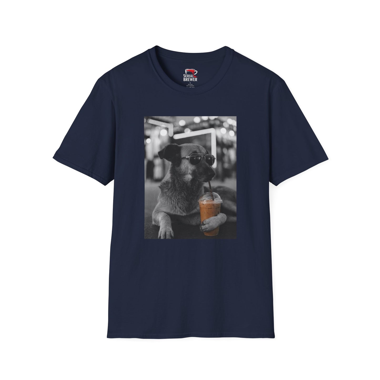 Black Tee — Retro Cool Dog Photo T-Shirt