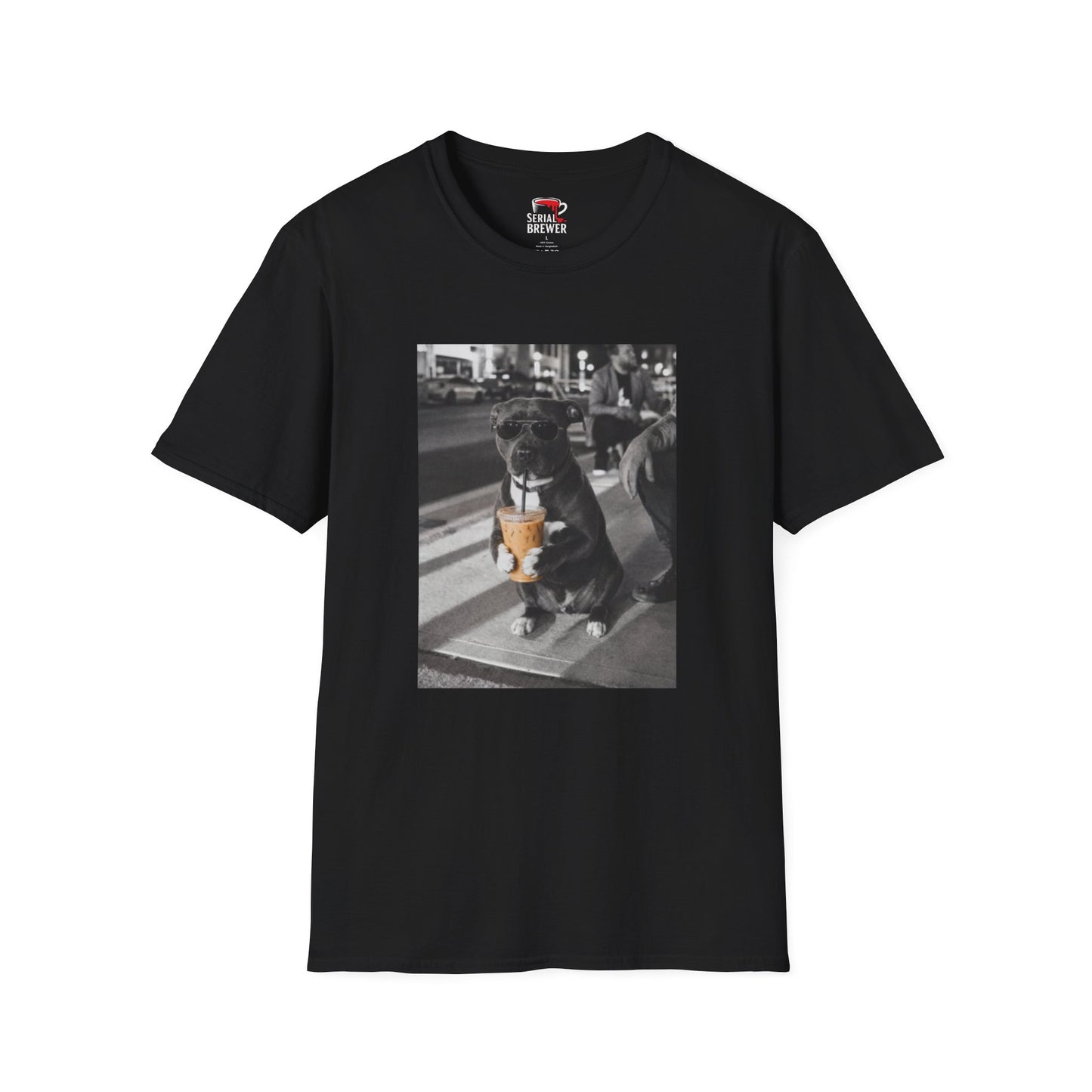 Black Tee — Retro Cool Dog Photo T-Shirt