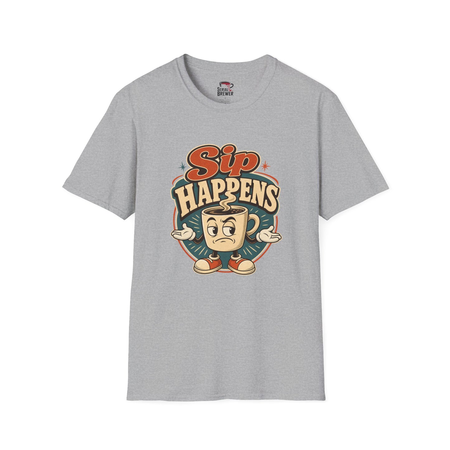 Sip Happens Coffee T-Shirt — Retro Vintage Coffee Mug Tee