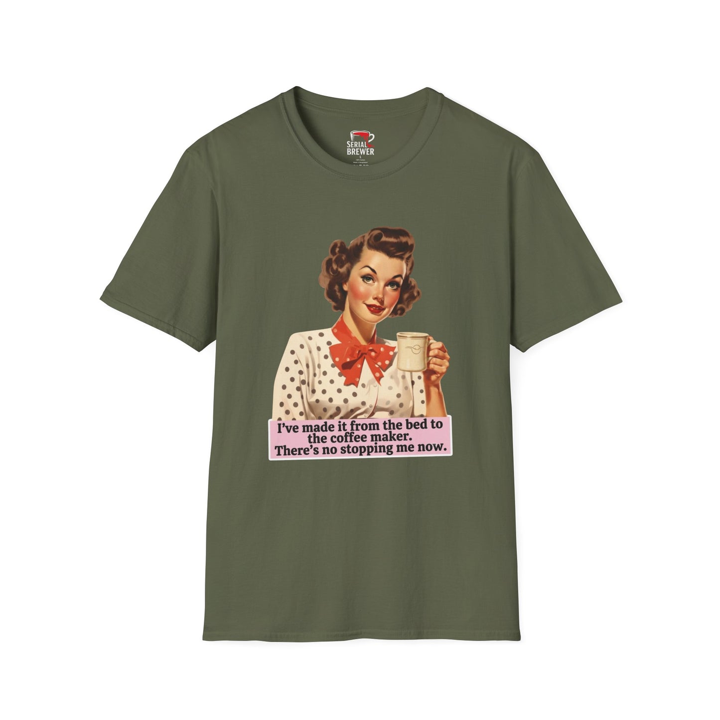 Retro Housewife T-Shirt – "I’ve Made It From the Bell of the Coffee Maker" Vintage Coffee Tee