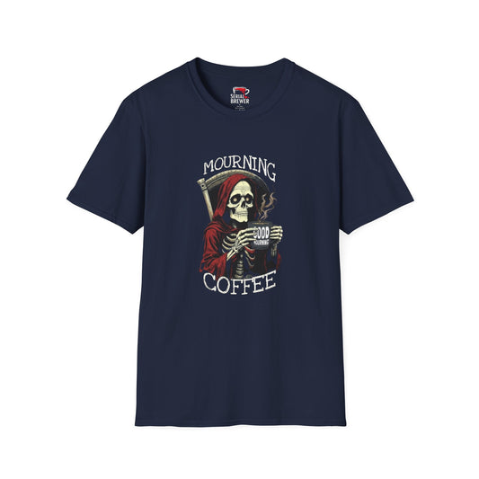 Mourning Coffee T-Shirt — Grim Reaper Skull Coffee Tee