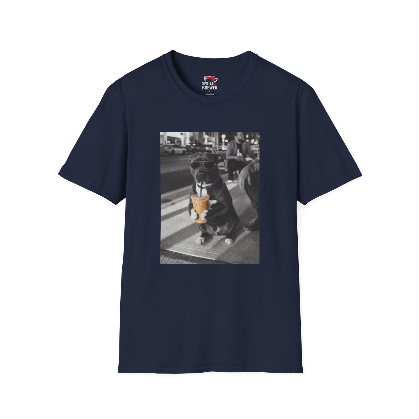 Black Tee — Retro Cool Dog Photo T-Shirt