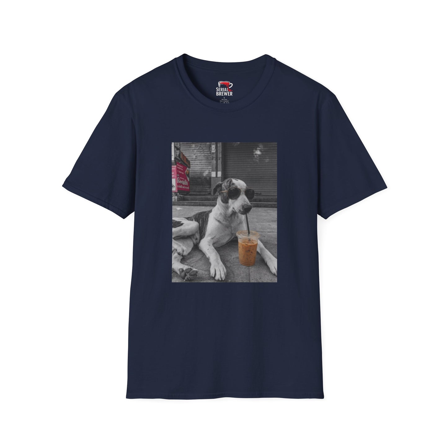 Black Tee — Retro Cool Dog Photo T-Shirt