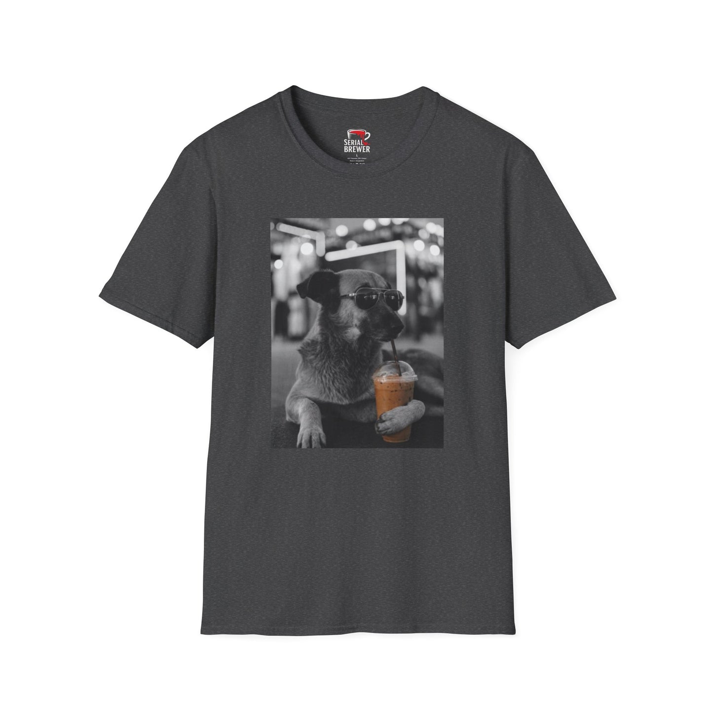 Black Tee — Retro Cool Dog Photo T-Shirt