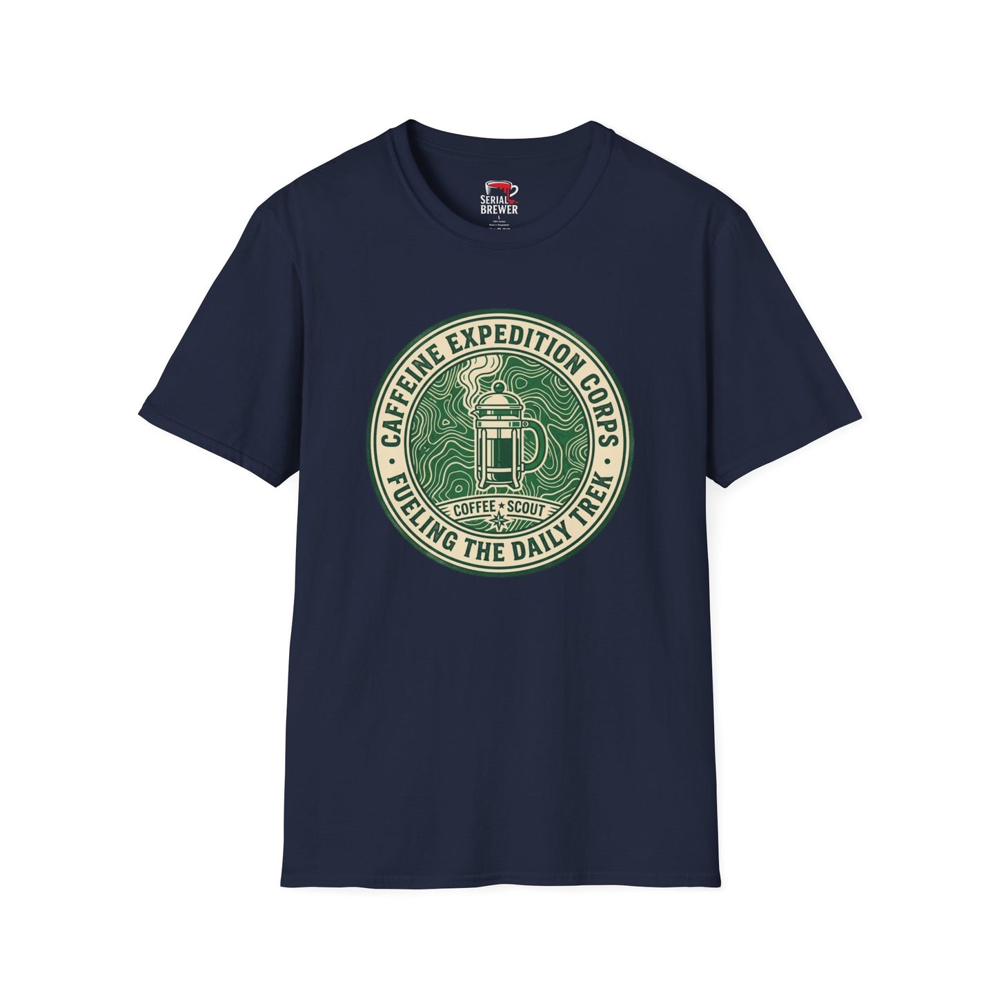 Caffeine Expedition Corps T-Shirt — Fueling the Daily Trek Coffee Logo Tee