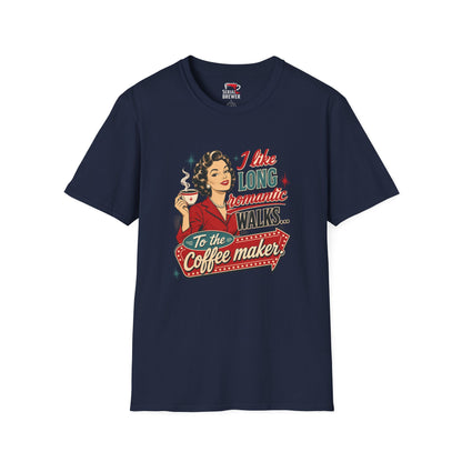 Coffee Lover Retro Tee — “I like long romantic walks… to the coffee maker”
