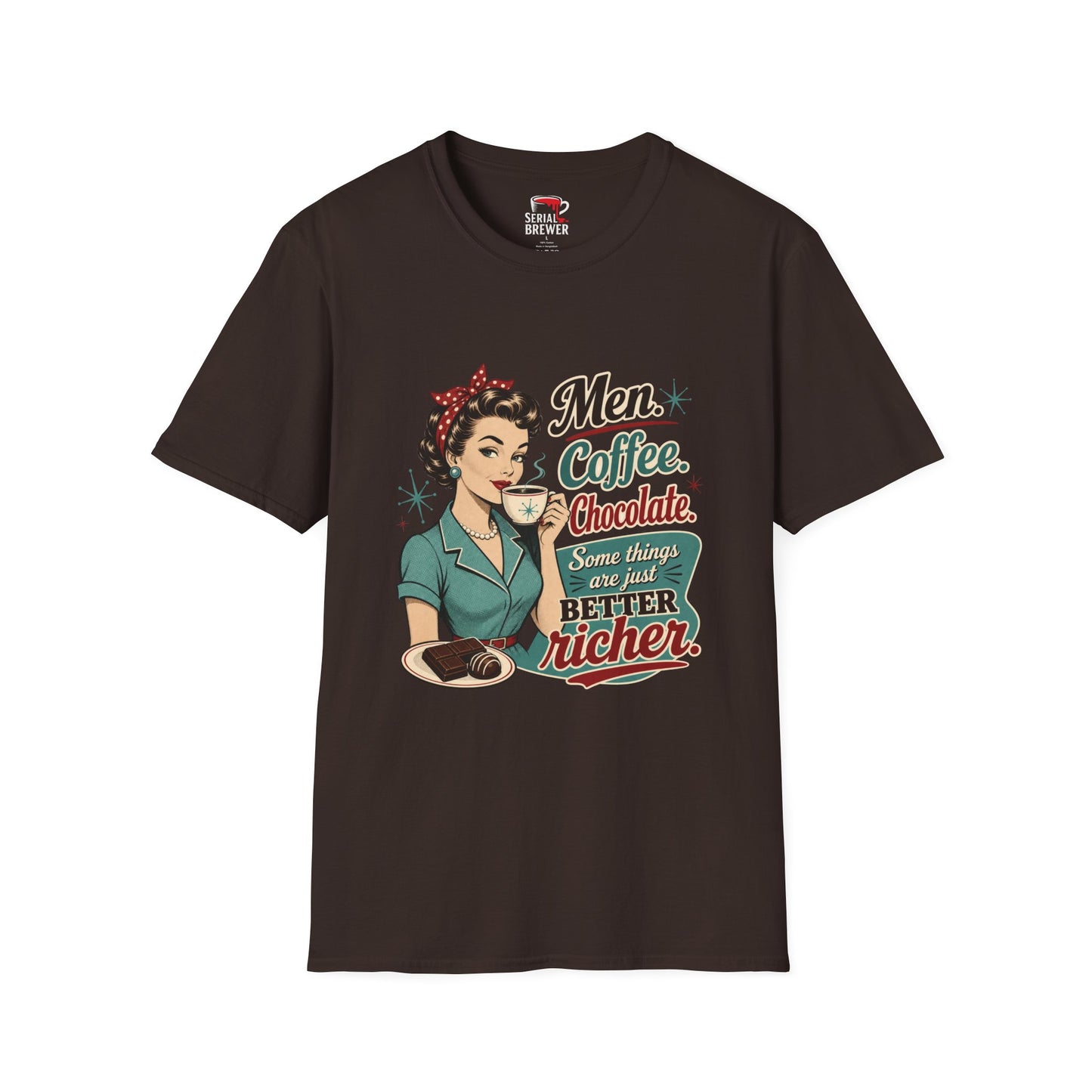 T-Shirt — Men, Coffee, Chocolate Retro Vintage Graphic Tee