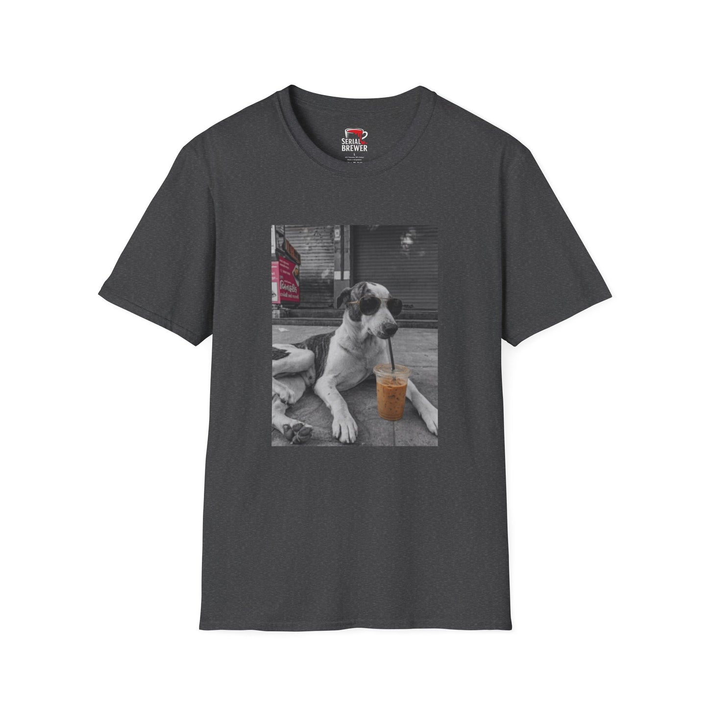 Black Tee — Retro Cool Dog Photo T-Shirt