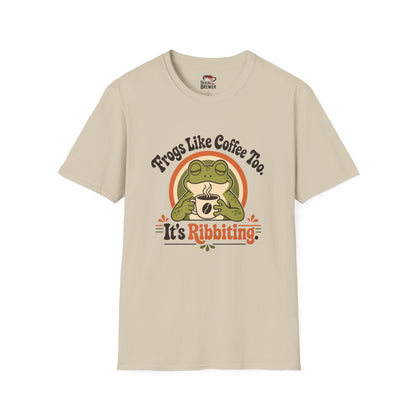 Frogs Like Coffee Too T-Shirt — It’s Ribbiting Retro Frog Coffee Tee