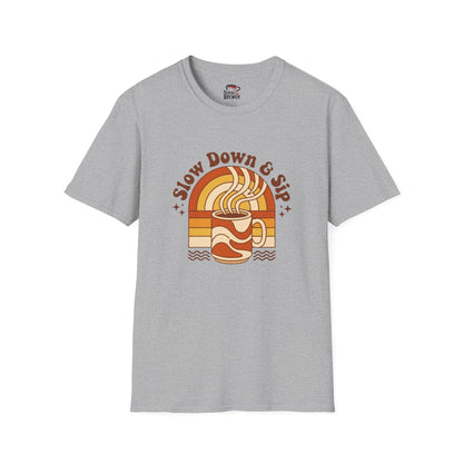 Slow Down & Sip Retro Coffee T‑Shirt