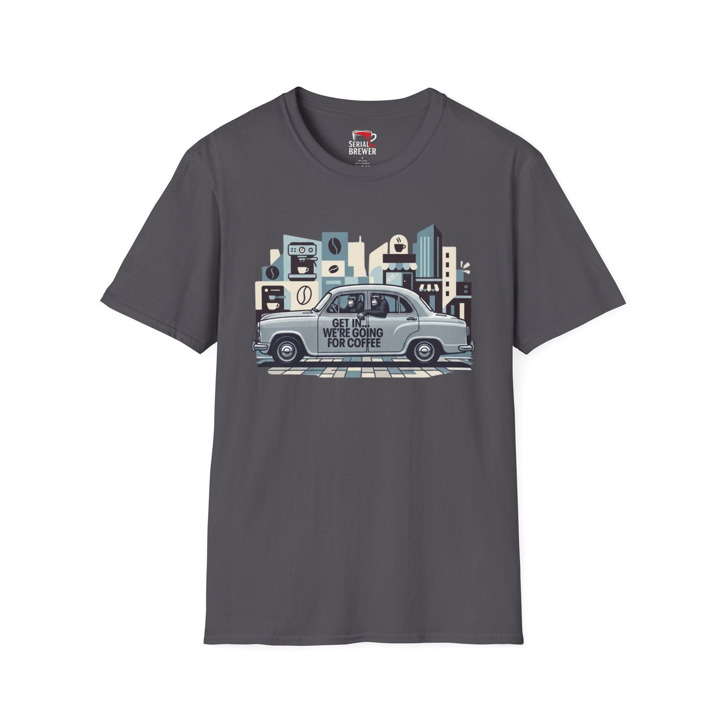 Coffee Run T-Shirt — "Get In, We're Going For Coffee" Vintage Car Graphic