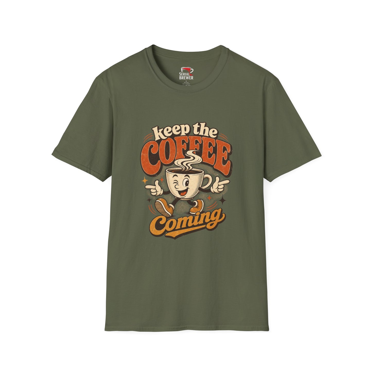 Keep the Coffee Coming T-Shirt — Retro Cute Coffee Mug Graphic Tee