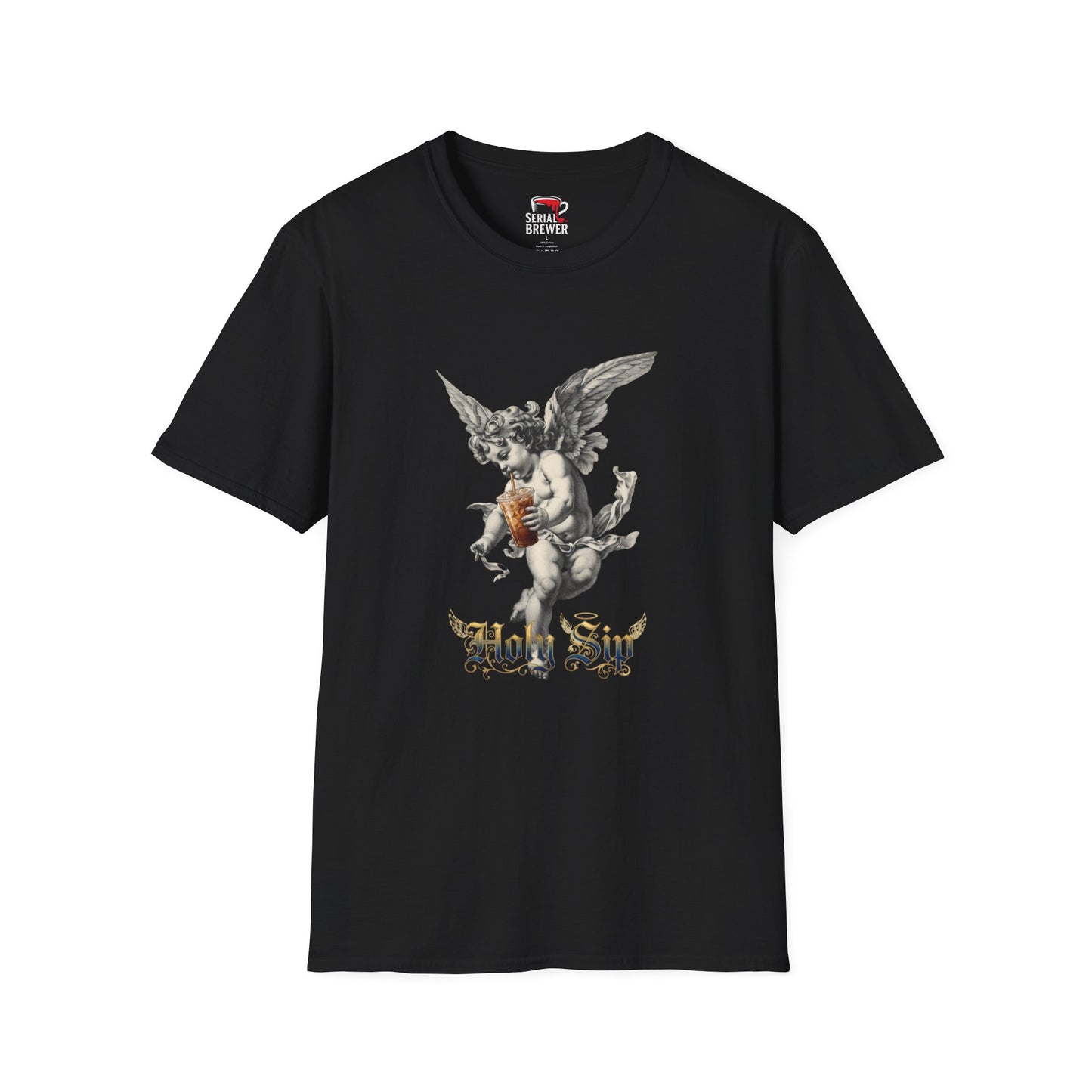 Cherub Angel Graphic Tee — Vintage Gothic Angel Holding Heart T-Shirt