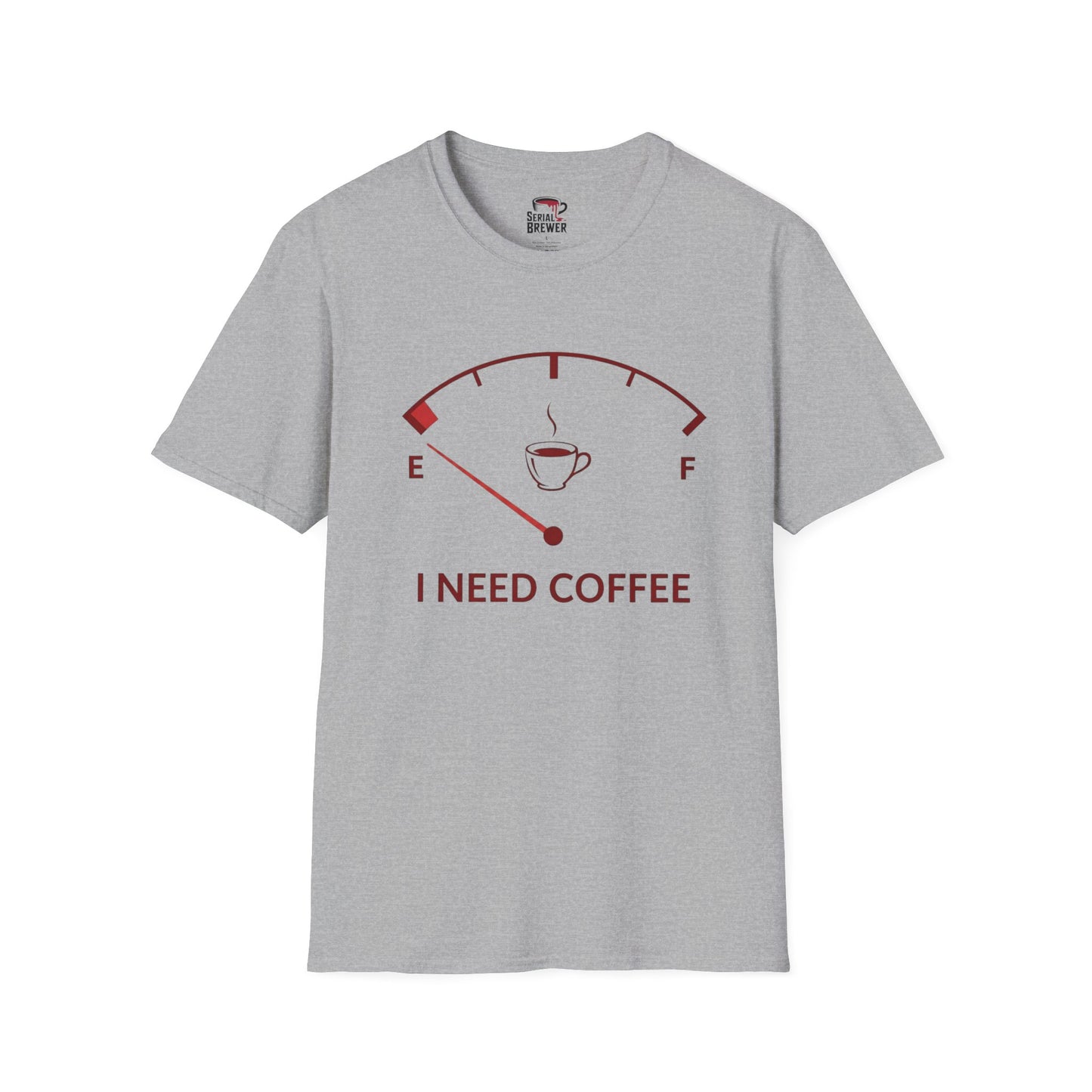 Coffee Gauge T-Shirt — "I Need Coffee" Funny Caffeine Fuel Tee