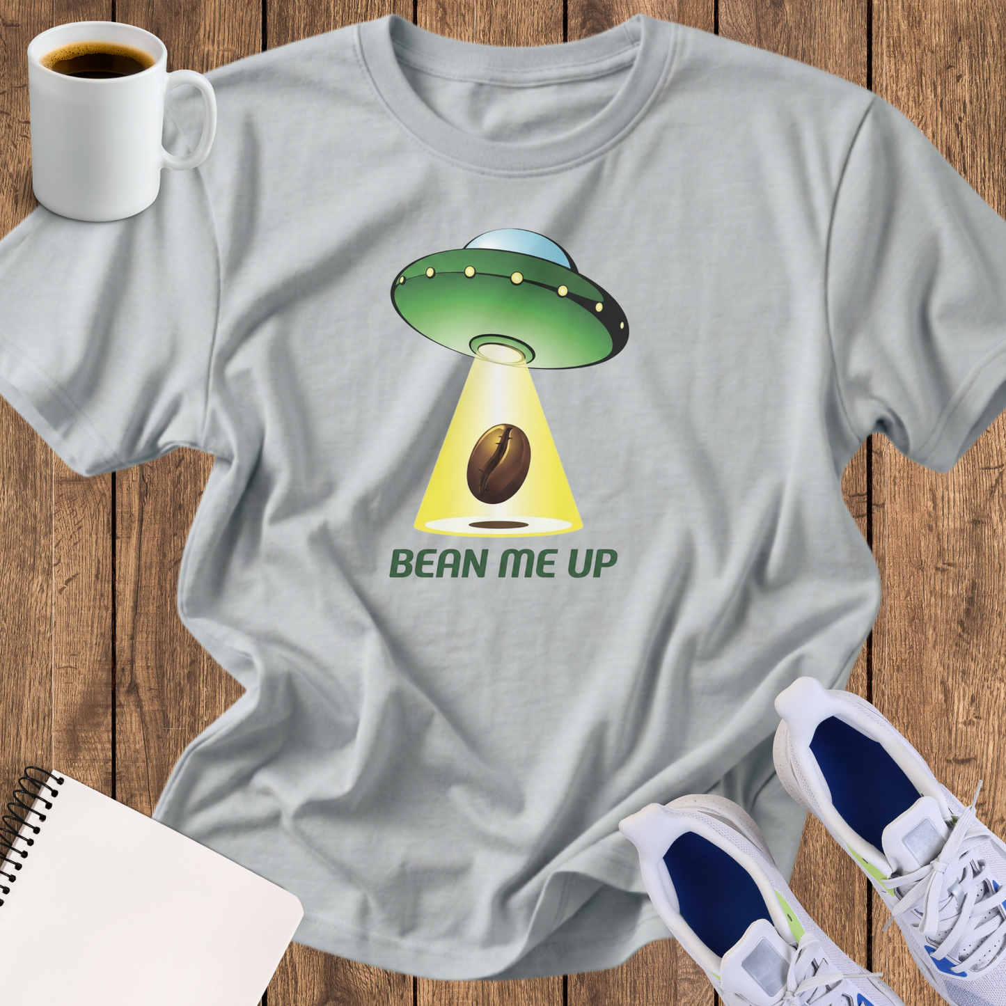 Alien UFO Bean Tee — "Beam Me Up" Graphic T-Shirt