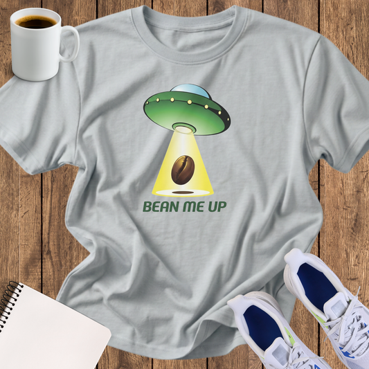 Alien UFO Bean Tee — "Beam Me Up" Graphic T-Shirt