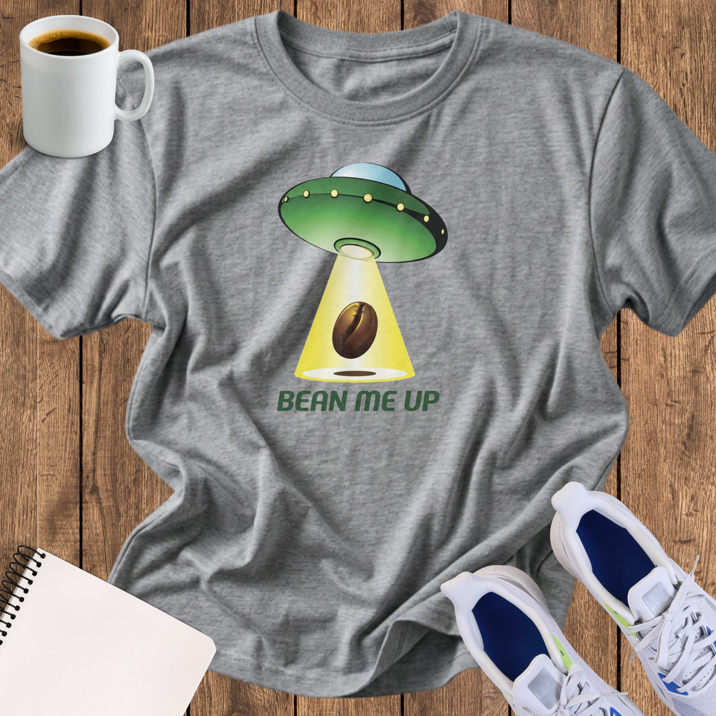 Alien UFO Bean Tee — "Beam Me Up" Graphic T-Shirt
