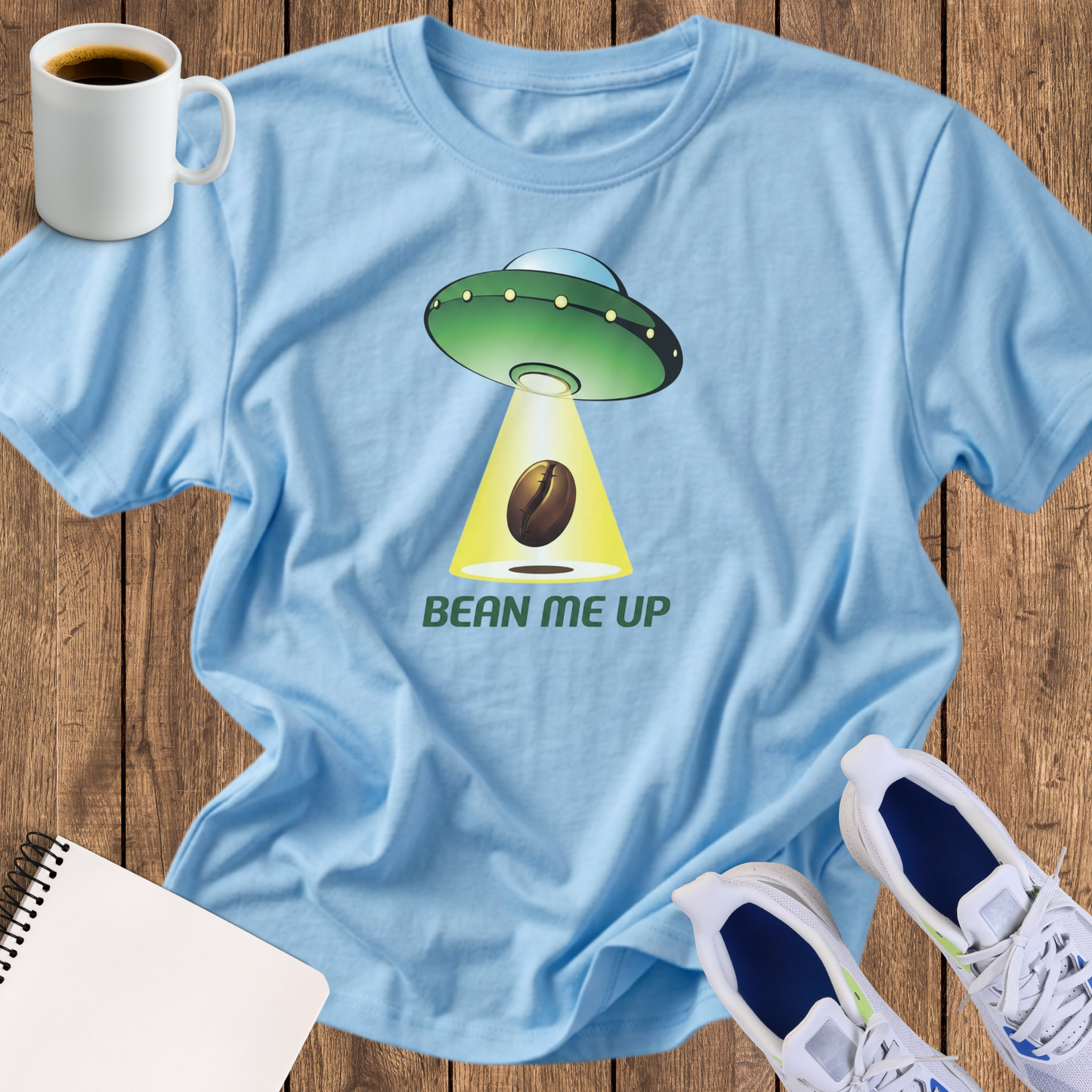 Alien UFO Bean Tee — "Beam Me Up" Graphic T-Shirt