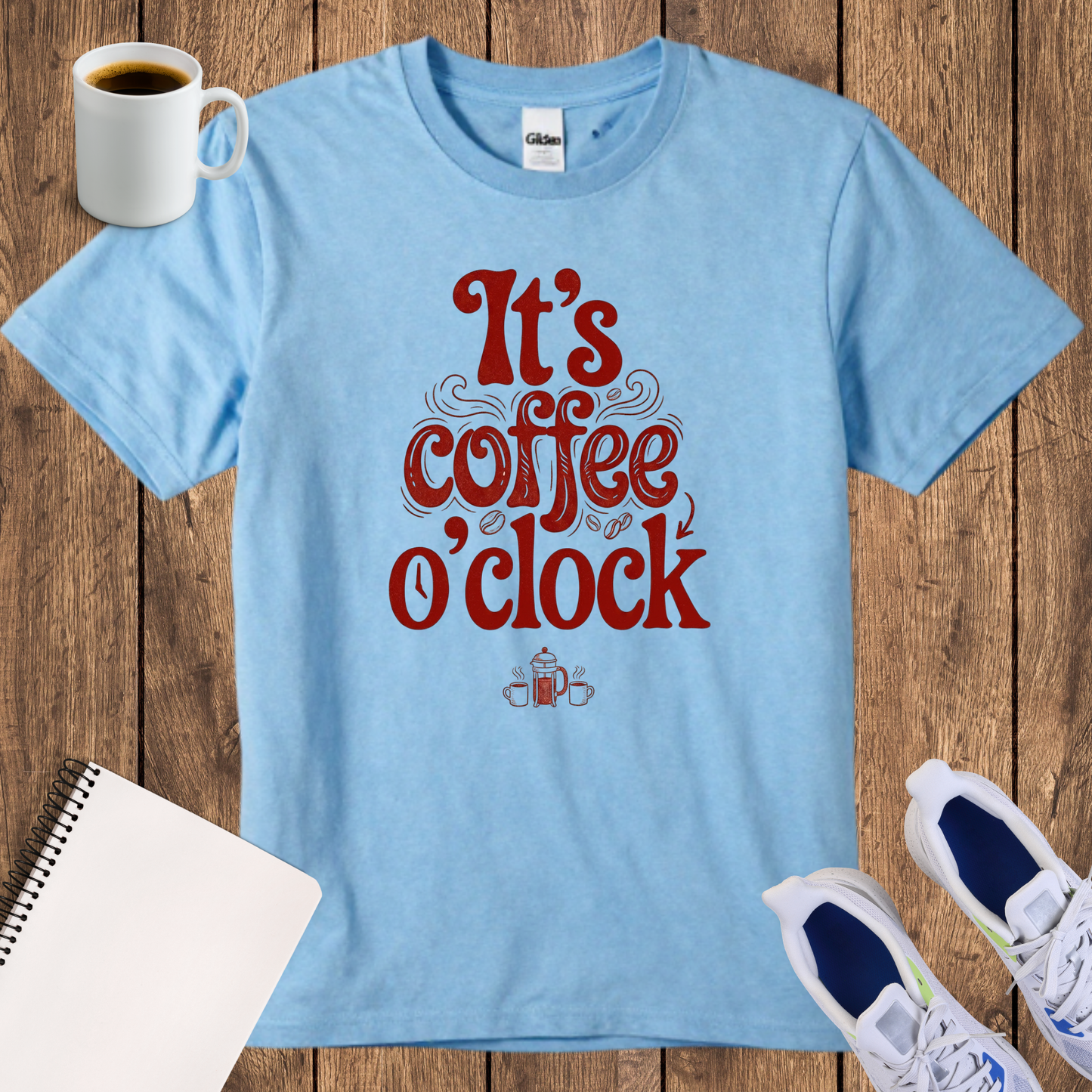 Coffee O'Clock T-Shirt — Retro "It's Coffee O'Clock" Graphic Tee