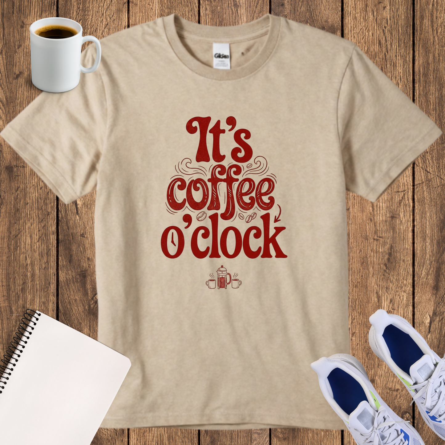 Coffee O'Clock T-Shirt — Retro "It's Coffee O'Clock" Graphic Tee